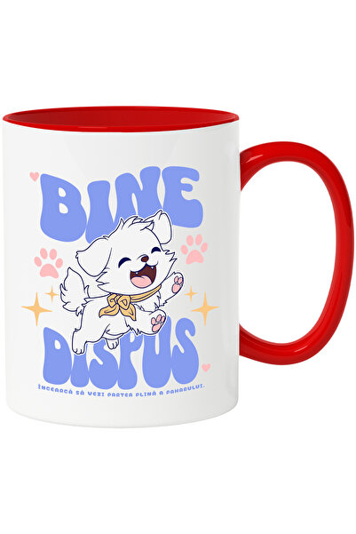 StoryGift Romania Cana Caine Alb Cu Funda Galbena Vesel Text Bine Dispus Iubi...