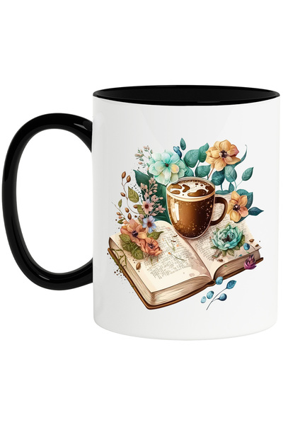 StoryGift Romania Cana cu o carte deschisa pe care este pusa o ceasca cu cafe...