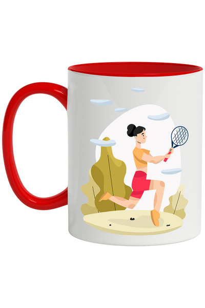 StoryGift Romania Cana Cu Tenis, Jucator, Racheta, Nori, Natura, Copaci, Spor...