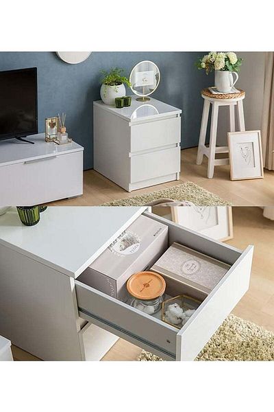 soufa dibaj Nightstand|Bedroom Rustic Side Table Simple Bedside End Table with 2 Storage Drawers For Home