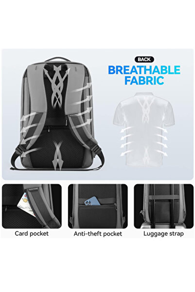 Mark Ryden Ανδρικό σακίδιο πλάτης Mark Ryden Smart, 15.6 ιντσών για φορητό υπολογιστή, αδιάβροχο USB και micro USB, λεπτό, γκρι