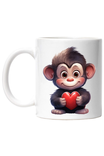StoryGift Romania Cana cu un cimpanzeu micut care tine in brate o inima | ilu...