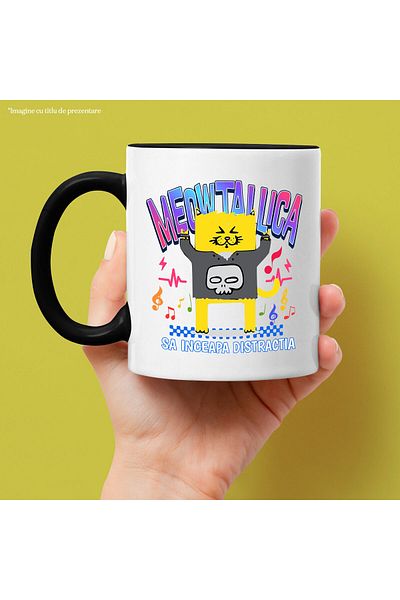 StoryGift Romania Mug with Cat in Human Clothes Text Meowtalica Let the Fun Begin Music, With