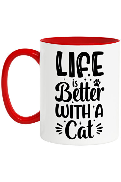 StoryGift Romania Cana pentru iubitorii de pisici cu textul "Life is better w...