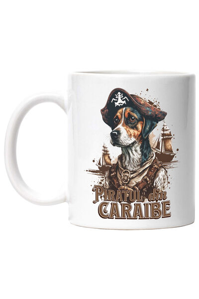 StoryGift Romania Cana cu Portret Caine Cu Palarie De Pirat Corabie Text Pira...