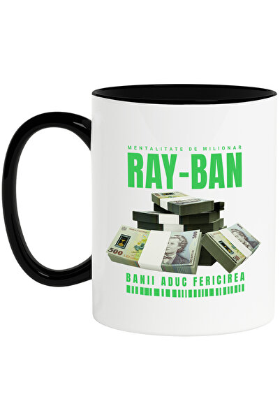 StoryGift Romania Cana _Ray-Ban_ - Banii Aduc Fericirea, 330ml, Ceramica cu M...