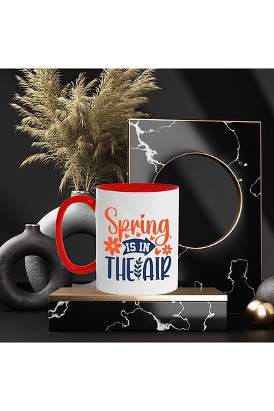 StoryGift Romania Cup with poppies and butterflies with the text in English "Spring is in the air" - pri, Cu,STG.