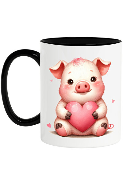 StoryGift Romania Cana cu un purcelus care tine o inima in brate | ilustratie...