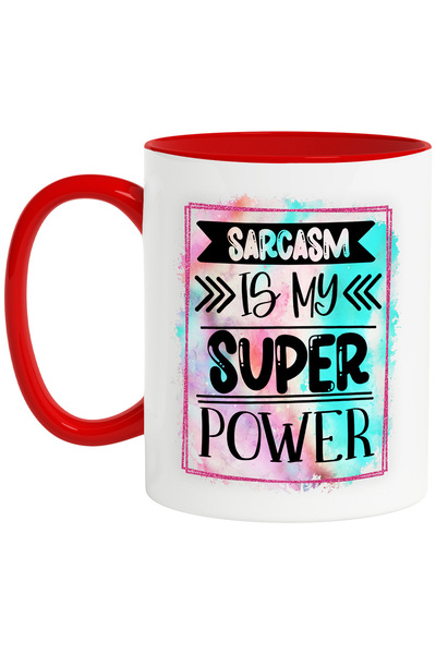 StoryGift Romania Cana cu mesajul "Sarcasm is my super power", ilustratie, am...