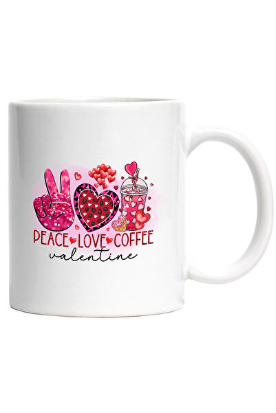 StoryGift Romania Cana cu mesajul "Peace, love, coffee, Valentine", pace, iub...