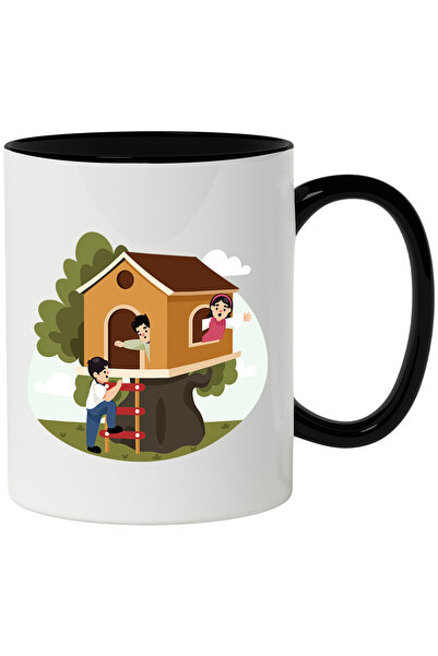 StoryGift Romania Cana Cu Casa In Copac, Pom, Scara, Copii, Cer, Nori, Natura...