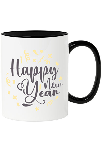 StoryGift Romania Cana Cu Titlu in Engleza Happy New Year, Revelion, An Nou, Dorinte, Rezolutii,Ce, Cu Maner Negru