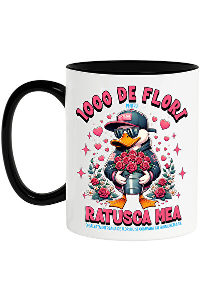 StoryGift Romania Cana Rata gangster cu flori mesaj romantic iubire, 330ml, C...