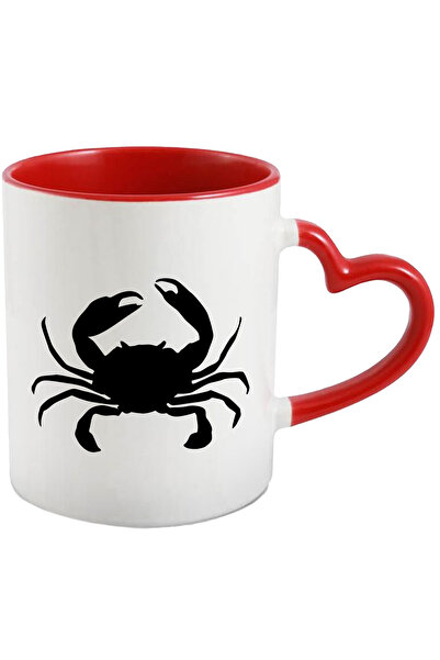 StoryGift Romania Cana cu un rac - zodie clesti cu Maner Inima Rosie, Cu Mane...