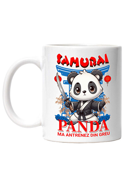 StoryGift Romania Cana cu Urs Panda Samurai Cu Costum De Karate Si sabiee Nin...