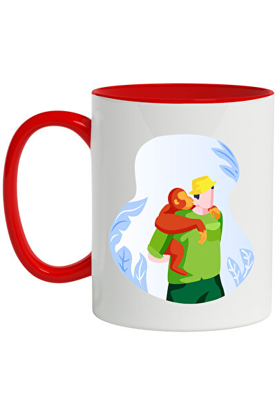 StoryGift Romania Cana Cu Maimuta, Ingrijitor, Frunze, Multicolor 330 ml, Cer...