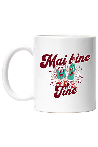 StoryGift Romania Cana pahar si sticla prieteni Mai bine cu tine, 330ml, Cera...