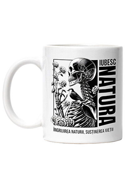 StoryGift Romania Cana Schelete in natura iubesc natura sanatate, 330ml, Cera...