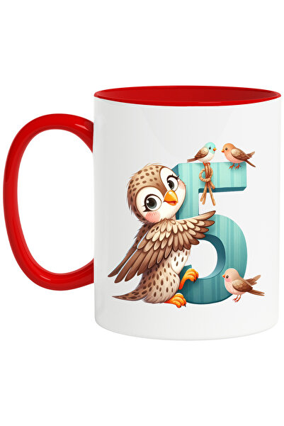 StoryGift Romania Cana cu o bufnita cu cifra 5, ilustratie, pentru copii, sco...