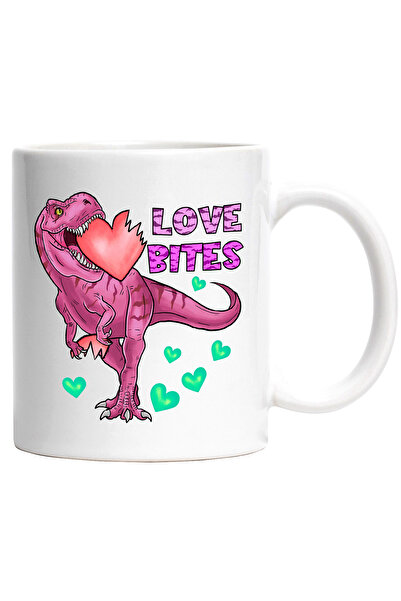 StoryGift Romania Cana cu un dinozaur muscand o inima cu mesajul "Love Bites"...