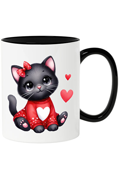 StoryGift Romania Cana cu o pisicuta neagra dragalasa | bluza groasa | inimio...