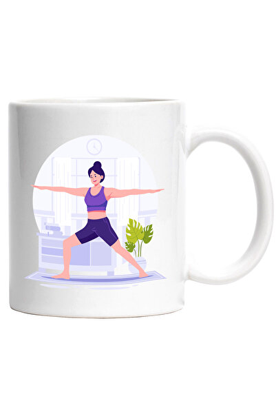 StoryGift Romania Cana Cu Yoga, Echipament, Plante, Sport, Multicolor 330 ml,...