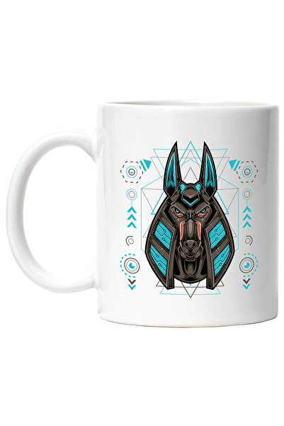 StoryGift Romania Cana Cu Anubis, Zeu, Mitologie Egipteana, Mecha, Sci Fi, Multicolor 330 ml, Cera, Cu Maner Alb
