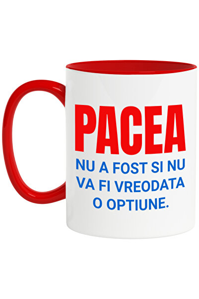 StoryGift Romania Cana cu Design Colorat Albastru Rosu Text Pacea Nu A Fost S...