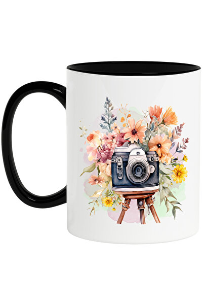 StoryGift Romania Cana cu un aparat de fotografiat cu multe flori, ilustratie...