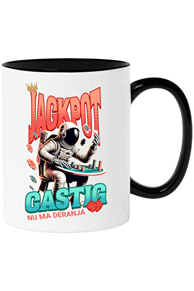 StoryGift Romania Cana cu Costum Spatial Astronaut Jucand Poker Zaruri Text J...