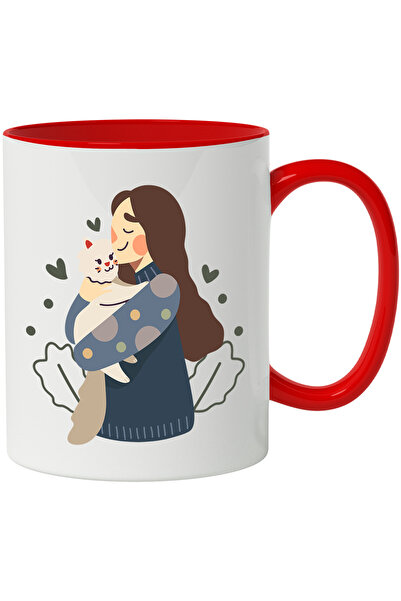 StoryGift Romania Cana Cu Fata, Pisica, Frunze, Buline, Inimi, Iubitori De An...