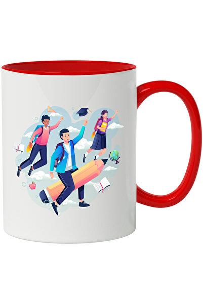 StoryGift Romania Cana Cu Elevi, Creion, Carte, Echer, Multicolor 330 ml, Cer...