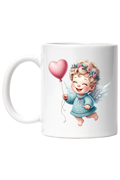 StoryGift Romania Cana cu bebelus Cupidon, ilustratie, balon in forma de inim...