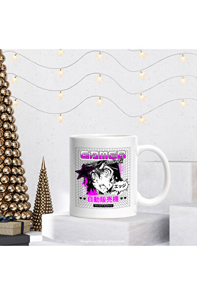 StoryGift Romania Cana fata stil anime jocuri video Gamer scolarita, 330ml, Ceramic cu Maner Alb, Cu Maner Alb STG