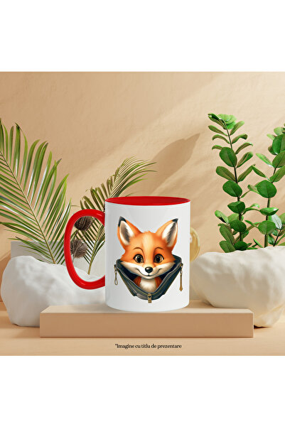 StoryGift Romania Mug with a fox cub that opened a zipper | illustration | cheerful | happy, With ,STG.