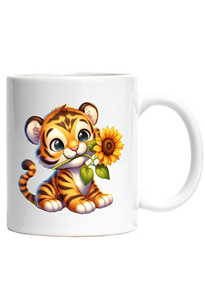 StoryGift Romania Cana cu un pui de tigru care tine o floare | ilustratie | f...