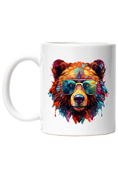 StoryGift Romania Cana cu un urs cu ochelari, ilustratie, abstract, culori vi...