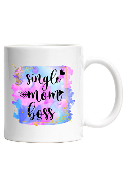 StoryGift Romania Cana cu mesajul "Single Mom Boss", ilustratie, mama, singur...