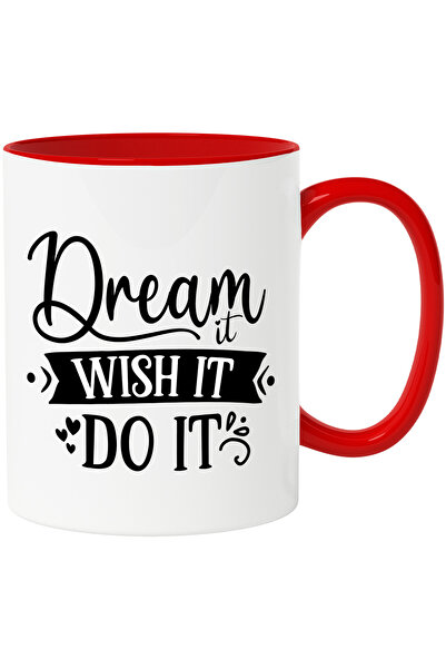 StoryGift Romania Cana cu mesajul "Viseaz-o, doreste-o, fa-o" - ambitie obiectiv cu Maner Rosu, Cu Maner Rosu