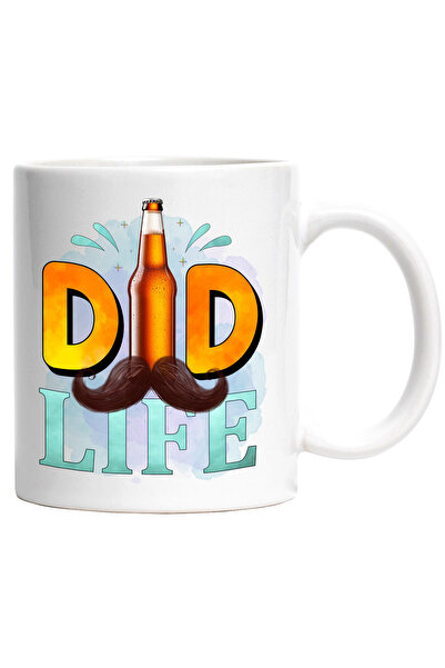 StoryGift Romania Cana cu mesajul "Dad life", mustati, bere, tata, ilustratie...