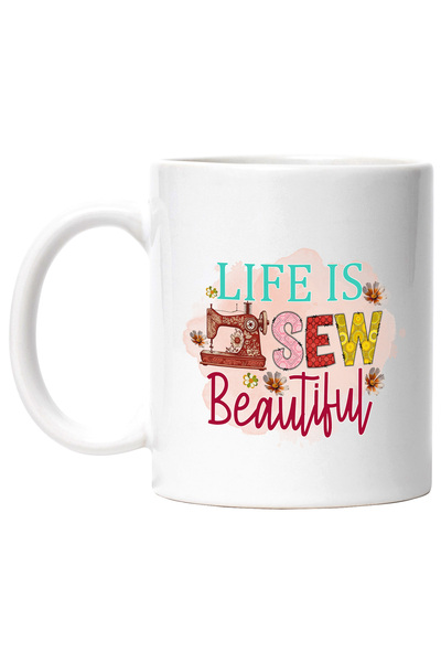 StoryGift Romania Cana cu mesajul "Life is sew beautiful", profesie, ilustrat...