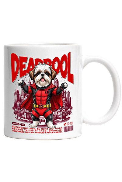 StoryGift Romania Cana cu Shih Tzu Caine In Costum de DeadPool cu Pelerina, E...