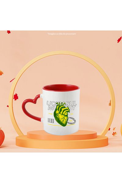 StoryGift Romania Mug heart silent killer, organ, death, 330ml, Ceramic with Red Heart Handle, With Handle, STG.