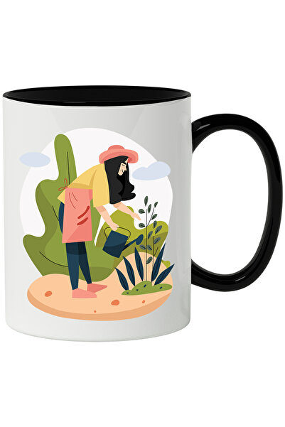 StoryGift Romania Cana Cu Gradinarit, Nori, Copaci, Plante, Palarie, Stropito...