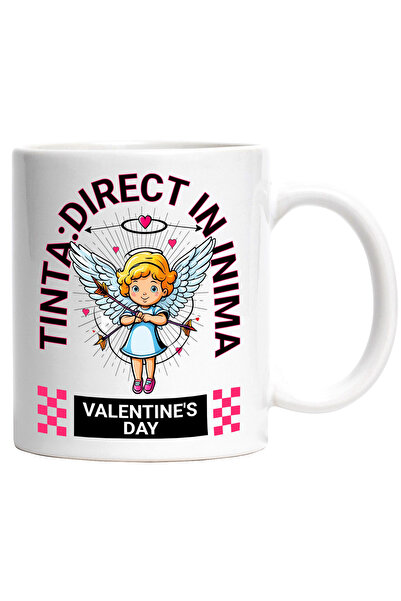 StoryGift Romania Cana Ingerul iubirii sageti tinta in inima, 330ml, Ceramic ...