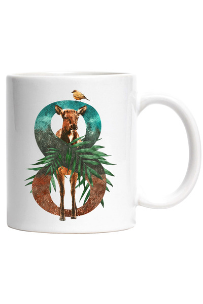 StoryGift Romania Cana Cu Cifra, 8, Frunze, Vrabie, Pasare, Caprioara, Multic...