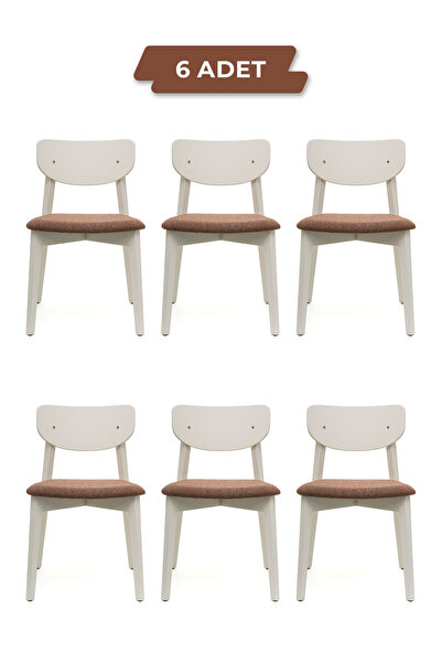 Tunçay Sandalye Opus Beyaz Ahşap 6'lı Ergonomik & Dayanıklı Ahşap Sandalye – ...