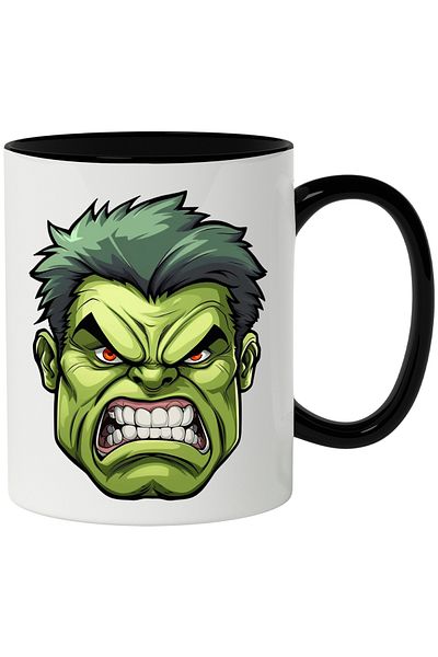 StoryGift Romania Cana Cu Hulk, Portret, Desen, Avengers, Marvel, Supereroi, Multicolor 330ml, Cer, Cu Maner Negru