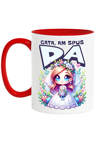 StoryGift Romania Cana cu Femeie In Rochie De Mireasa Text Gata Am Spus Da, C...