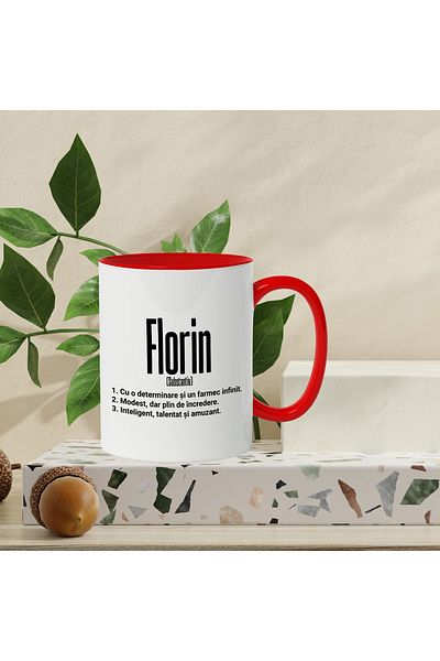 StoryGift Romania Mug With Name Florin, Determination, Modest, Intelligent, Funny, Personalized, C, With, STG